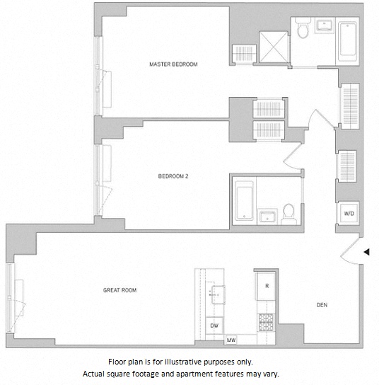 Floor plan for 2 beds, 2 baths, 1241 sqft